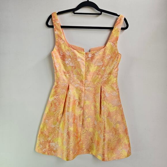 Song of Style Indra Mini Dress Size M Floral Print Tank Fit Flare Yellow Peach - Picture 3 of 8